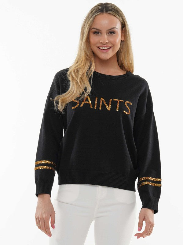 Sequin Saints Top, Black