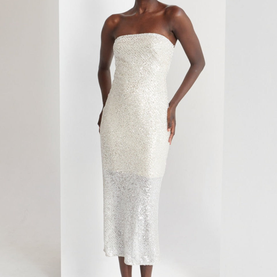 Silver sequin tube outlet dress