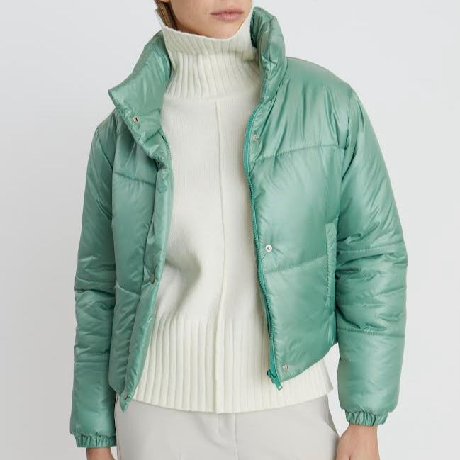 Sage green puffer store jacket