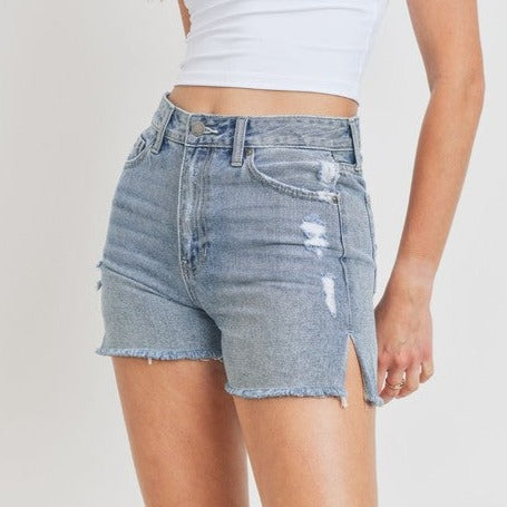 just usa white denim shorts