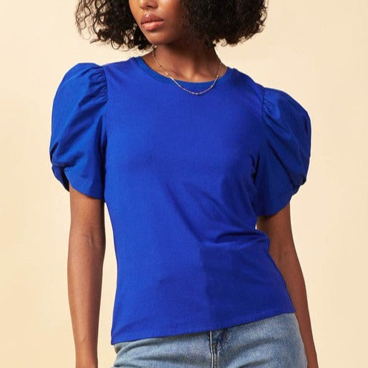 Royal blue puff online sleeve top