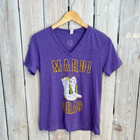 MG Boots V-Neck Tee- Purple