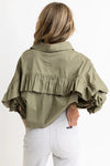 Becky Poplin Top- Olive