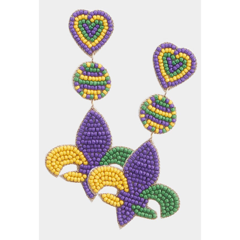 Mardi Gras Fleur De Lis Dangle Earrings