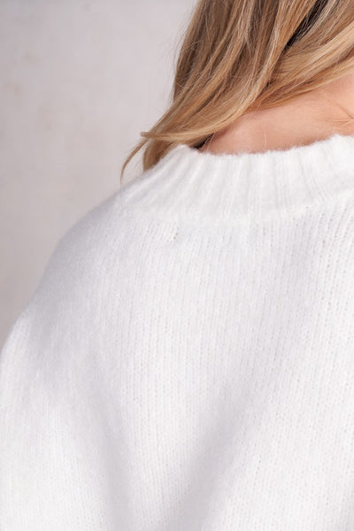 Lane Drop Sleeve Crew Sweater- Cream