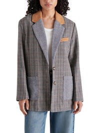 Steve Madden Rowina Blazer- Brown Plaid Mix