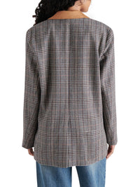 Steve Madden Rowina Blazer- Brown Plaid Mix