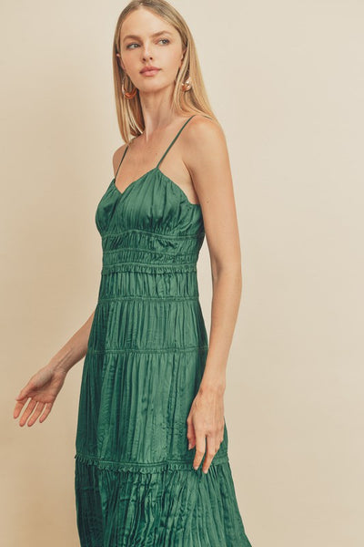 Tessa Pleated Midi- Emerald