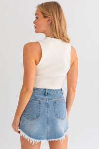Jane Square Neck Tank- White