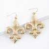 Metal Fleur De Lis Dangle Earrings- Gold