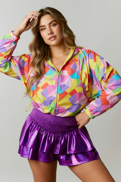 Peach Love Iridescent Smocked Tiered Skort- Purple