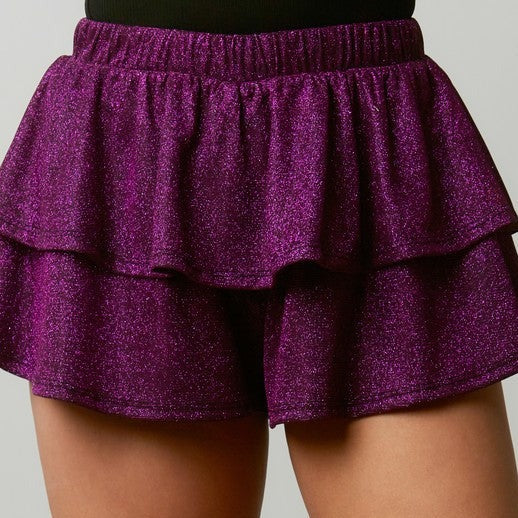 Peach Love Shimmer Shorts- Purple