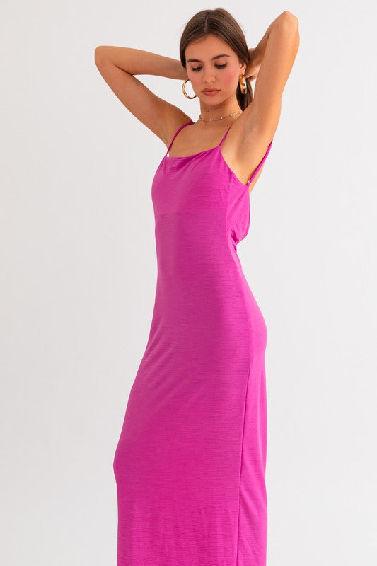 Le Lis Back Cowl Maxi Dress- Fuchsia