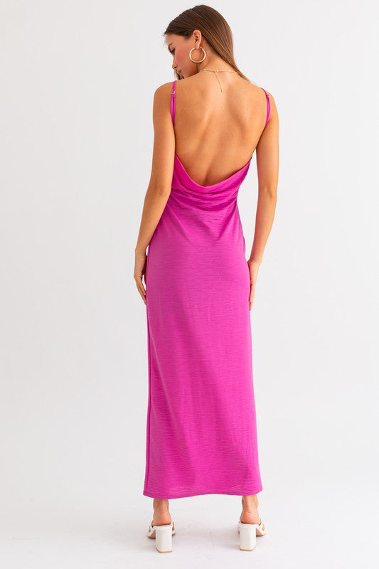 Le Lis Back Cowl Maxi Dress- Fuchsia