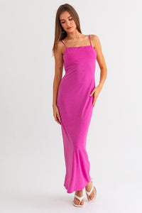 Le Lis Back Cowl Maxi Dress- Fuchsia