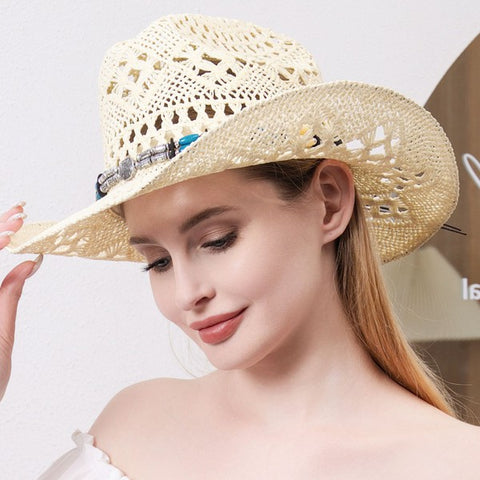 Western Band Cowboy Hat- Ivory