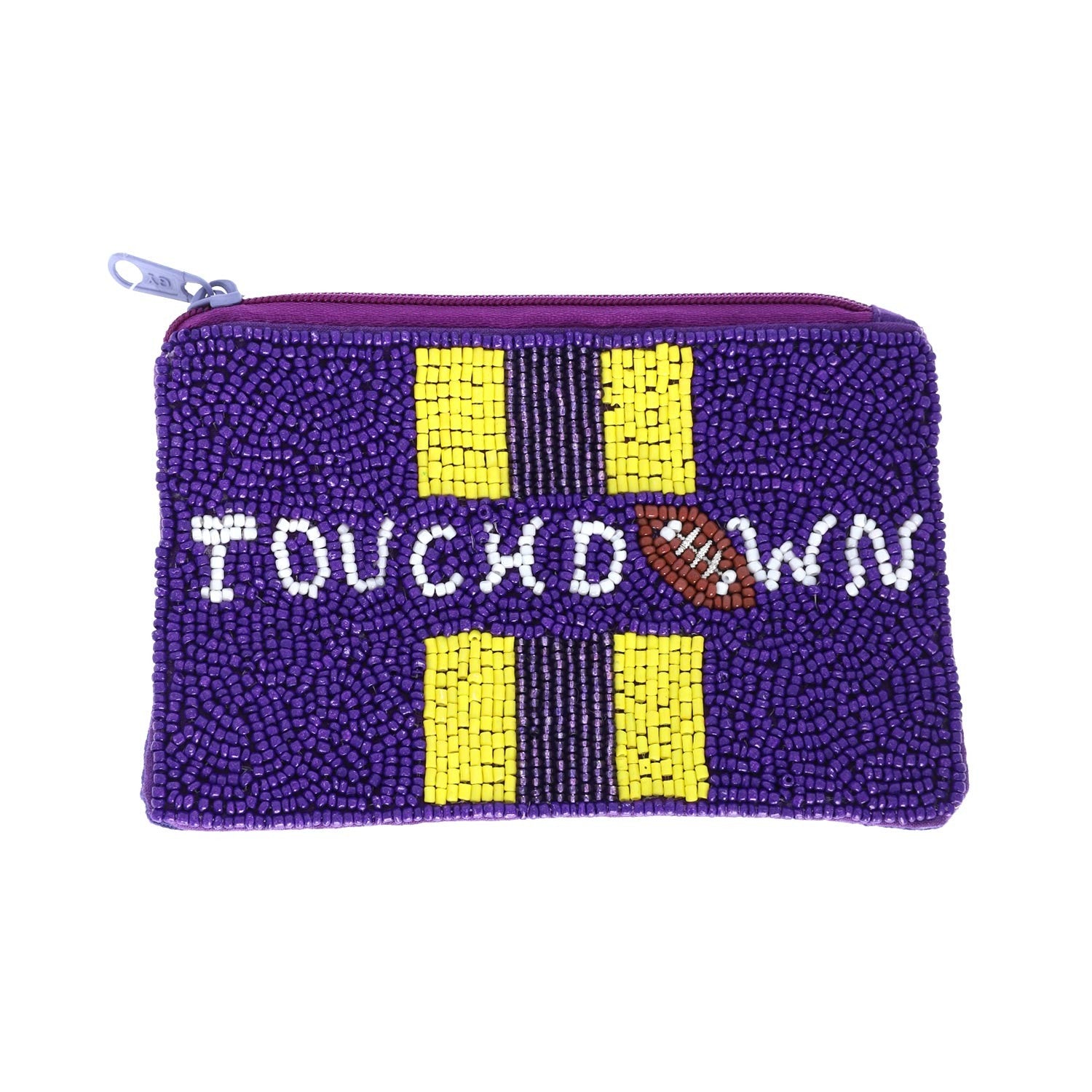 Touchdown Beaded Coin Purse- Purple/ Yellow