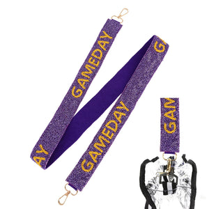 Game Day Beaded Purse Strap- Purple/ Yellow