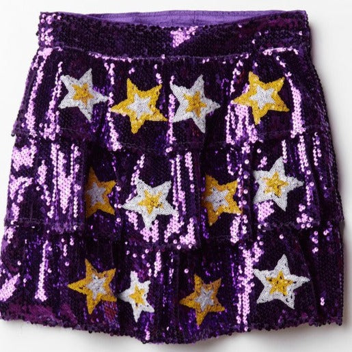 Peach Love Sequin Star Skirt- Purple