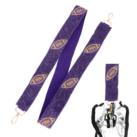 Game Day Beaded Football Purse Strap- Purple/ Yellow