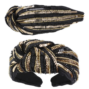 Sequin Black and Gold Headband