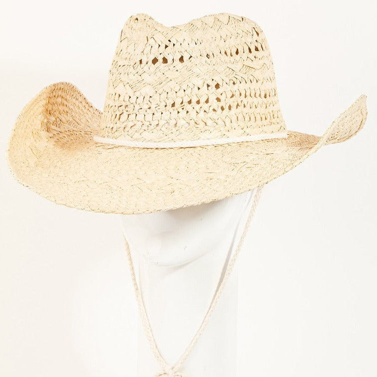Straw Weave Cowboy Hat- Ivory