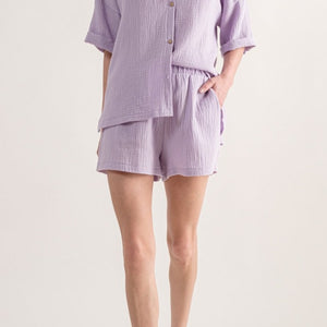 Gauze Set Shorts- Lavender