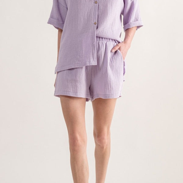 Gauze Set Shorts- Lavender