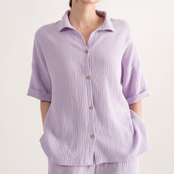 Gauze Set Button Down- Lavender