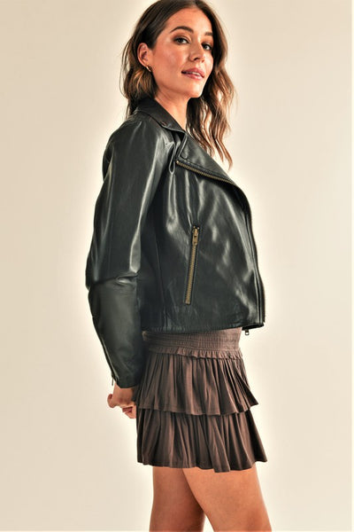 Juno Faux Leather Jacket- Black