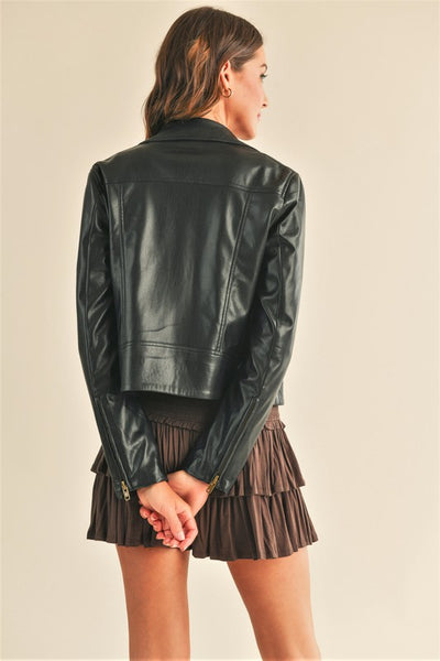 Juno Faux Leather Jacket- Black