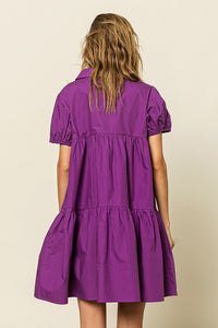 Little Miss Mardi Gras Puff Sleeve Dress