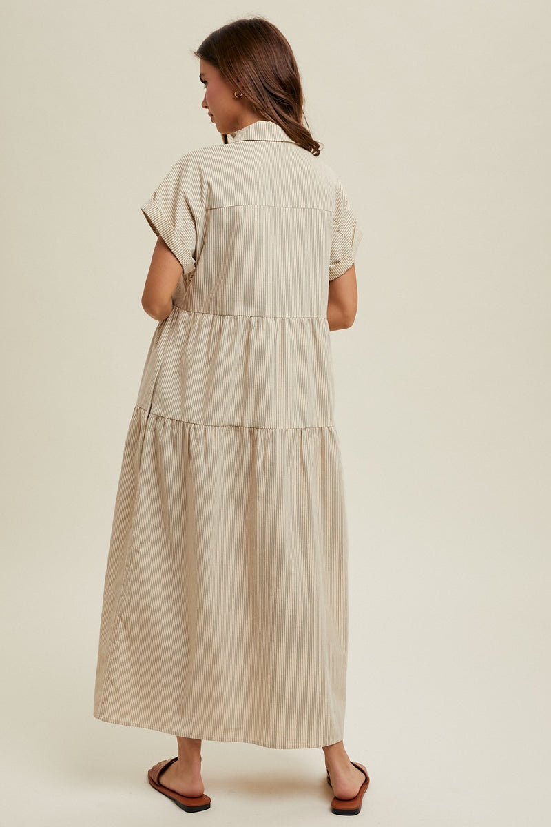 Sydney Corduroy Midi Dress- Cream/ Choco