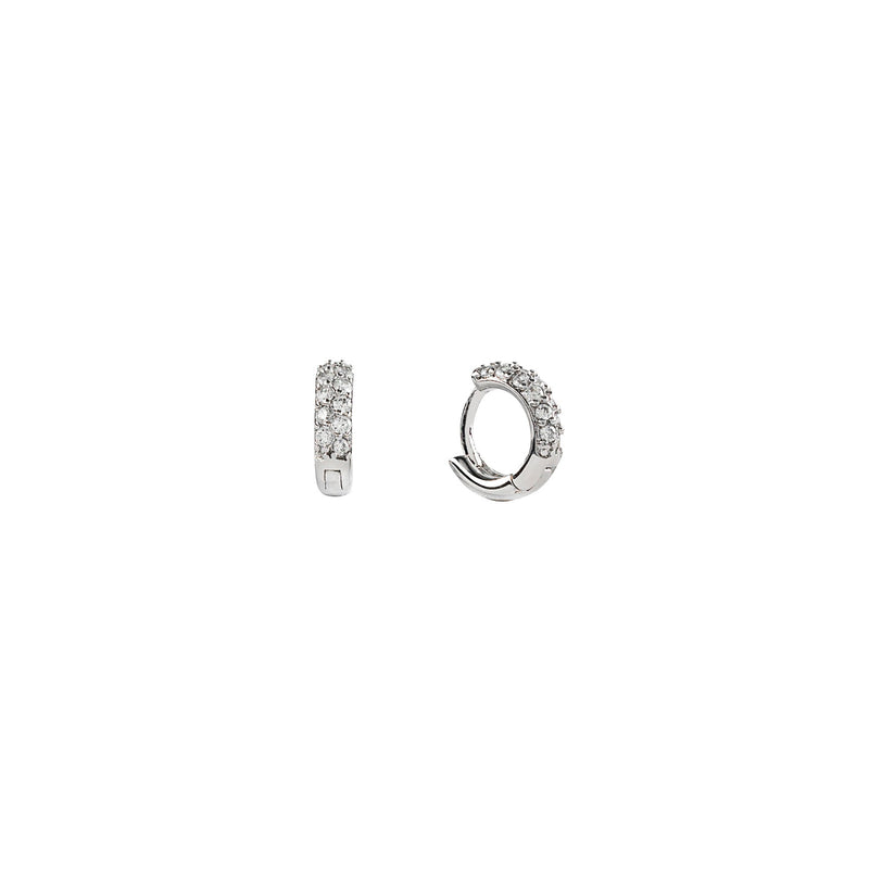 BGJ Small Crystal Huggie Hoops- Silver