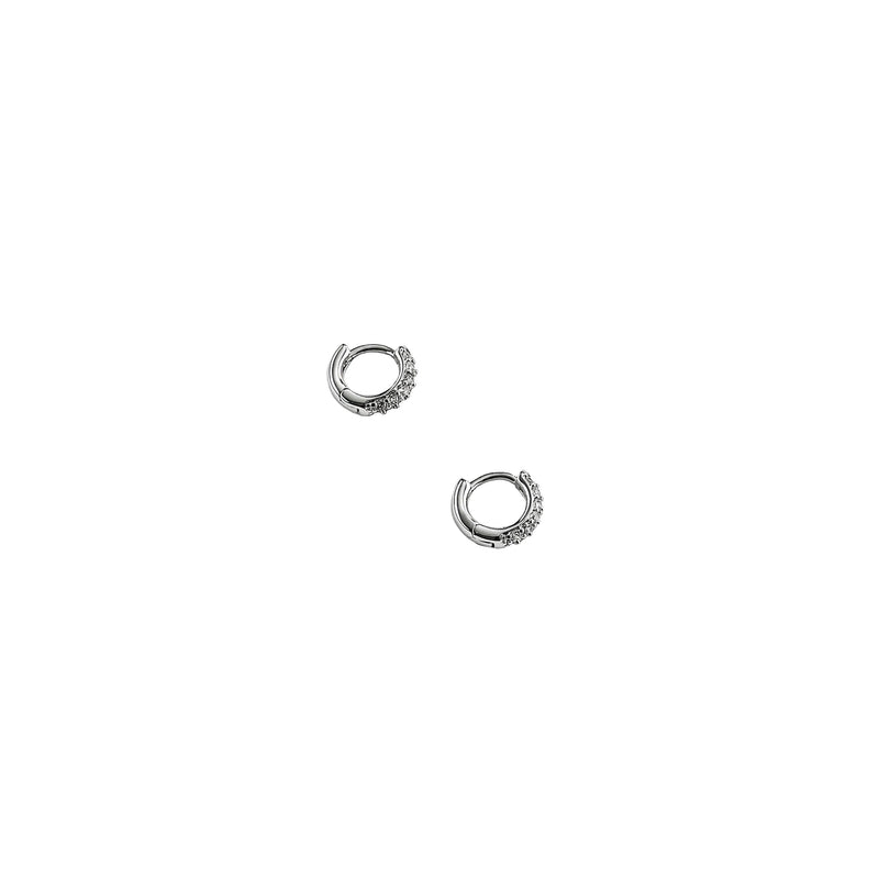 BGJ Small Crystal Huggie Hoops- Silver