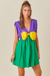 Mardi Bow Romper- Mardi Gras