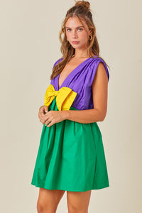 Mardi Bow Romper- Mardi Gras