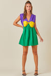 Mardi Bow Romper- Mardi Gras