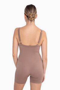 Nikki Micro-Ribbed Romper-Smokey Taupe