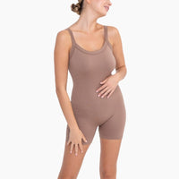Nikki Micro-Ribbed Romper-Smokey Taupe