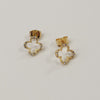 Luxe Group Small CZ Pave Outline Clover Earrings- Gold