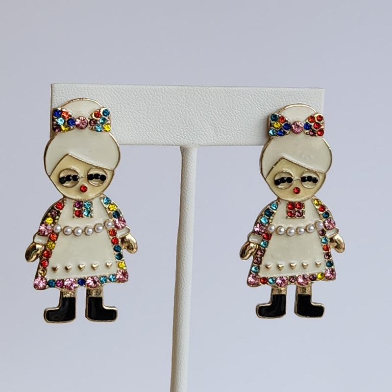 JT Rainbow Mrs Claus Earrings