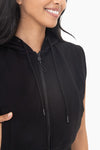 Jessa Cropped Hooded Vest-Black