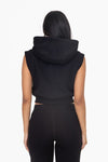 Jessa Cropped Hooded Vest-Black
