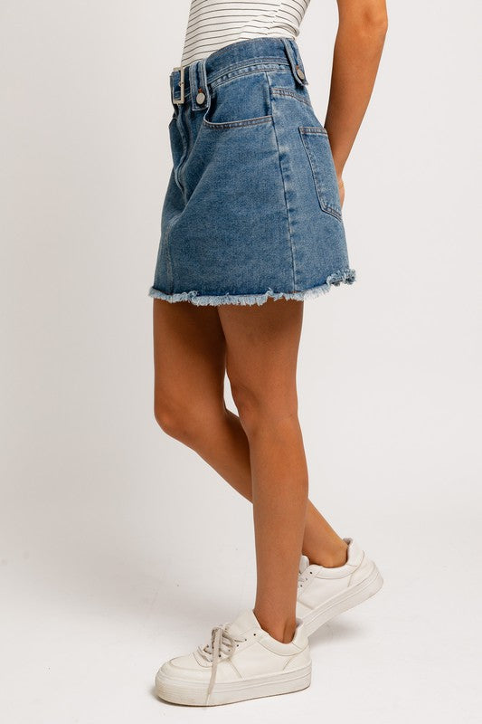 Le Lis Denim Mini Skirt- Blue Denim