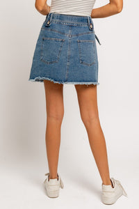 Le Lis Denim Mini Skirt- Blue Denim