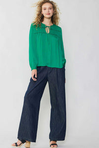 Current Air Relaxed Ruffle Top- Green