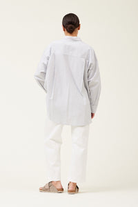 Willow Oversized Stripe Shirt- Chambray