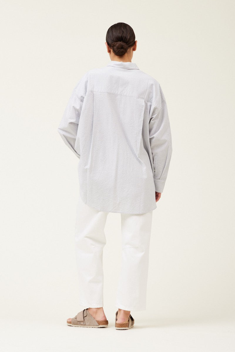 Willow Oversized Stripe Shirt- Chambray