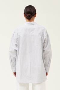 Willow Oversized Stripe Shirt- Chambray